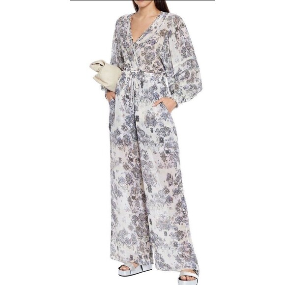 IRO Paris‎ Zallie Printed Crepe Wide-leg Pant White EU 40-Off-White - Picture 1 of 11